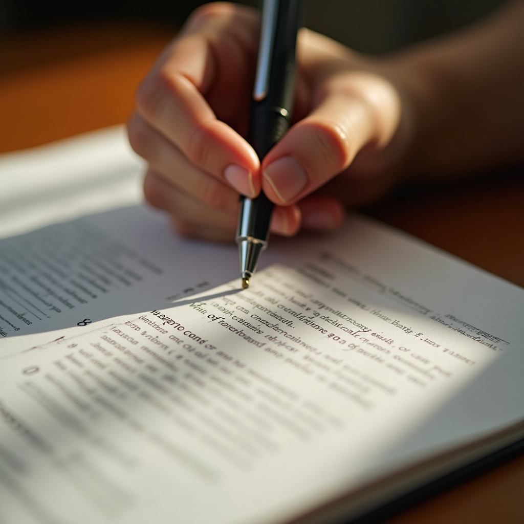 Close-up of a professional reviewing a structured operational document