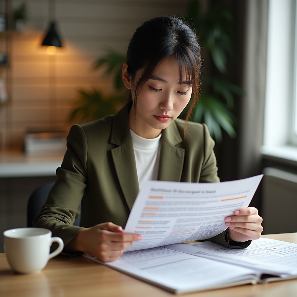 Professional reviewing a detailed analysis document highlighting grey areas in company operations